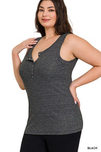 Load image into Gallery viewer, Front Button Ribbed Tank
