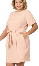Load image into Gallery viewer, Brushed DTY Tie-Belt Dress with Pockets
