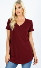 Load image into Gallery viewer, Short Sleeve V-Neck Round Hem Top