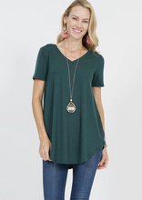 Load image into Gallery viewer, Short Sleeve V-Neck Round Hem Top