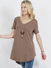 Load image into Gallery viewer, Short Sleeve V-Neck Round Hem Top