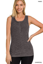 Load image into Gallery viewer, Front Button Ribbed Tank
