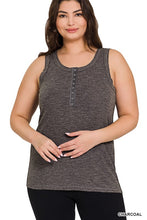 Load image into Gallery viewer, Front Button Ribbed Tank

