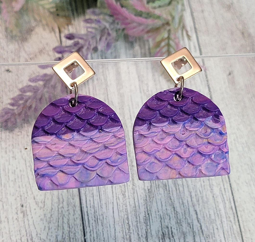 Polymer Clay Earrings-Mermaid Tones