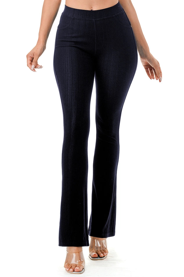 Super Stretch Pull On Bamboo Denim Flare Pants