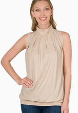 Load image into Gallery viewer, High Neck Pleated Top with Waistband
