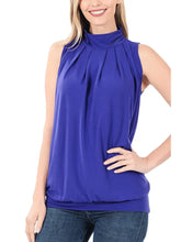 Load image into Gallery viewer, High Neck Pleated Top with Waistband
