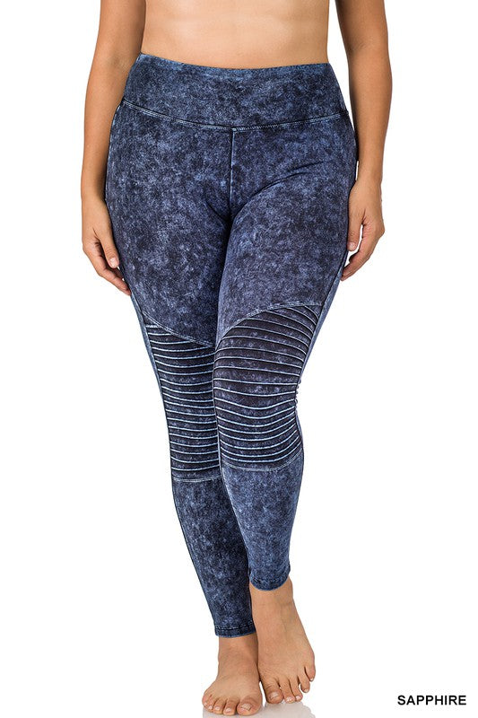 MINERAL WASHED WIDE WAISTBAND MOTO LEGGINGS – The Key Boutique