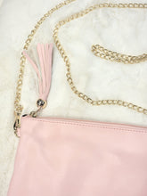 Load image into Gallery viewer, Vegan Leather Gold Chain Tassel Crossbody Bag
